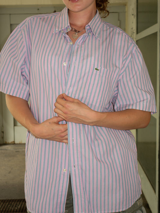 LACOSTE STRIPED POLO SHIRT (~L)