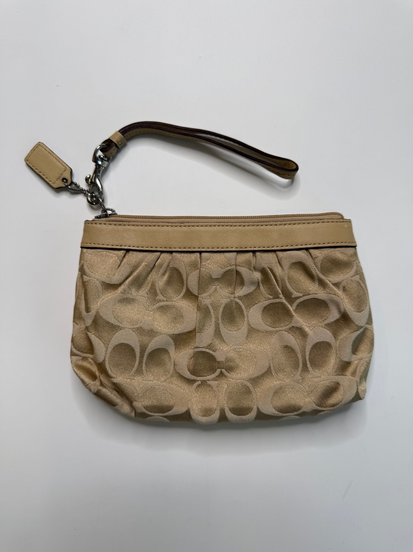 COACH VINTAGE PLEATED SIGNATURE WRISTLET/MAKEUP POUCH