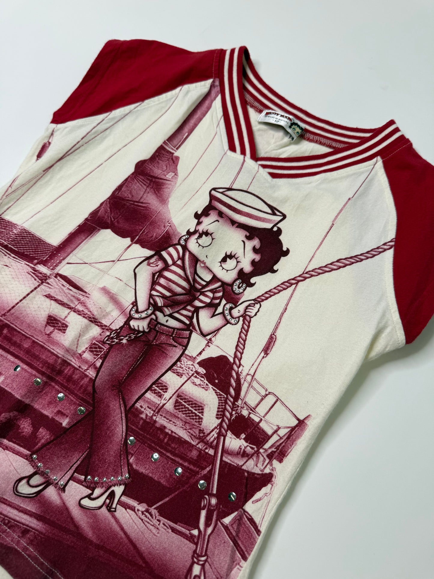 BETTY BOOP VINTAGE SAILOR RHINESTONE TEE (12, S-M)