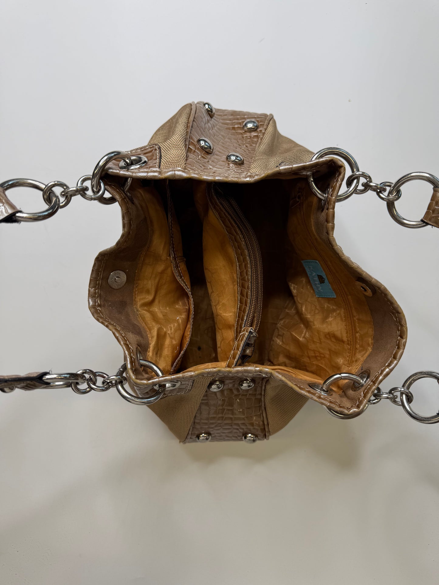 KATHY VAN ZEELAND STUDDED BAG – TAUPE