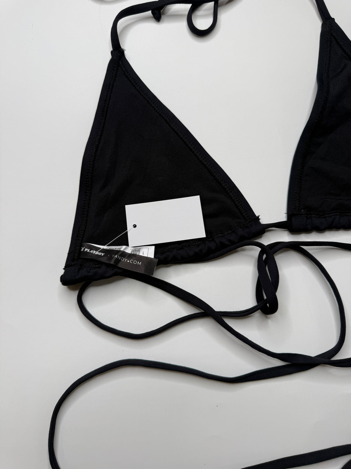 PLAYBOY X YANDY BIKINI TOP – BLACK BUNNY LOGO (L)