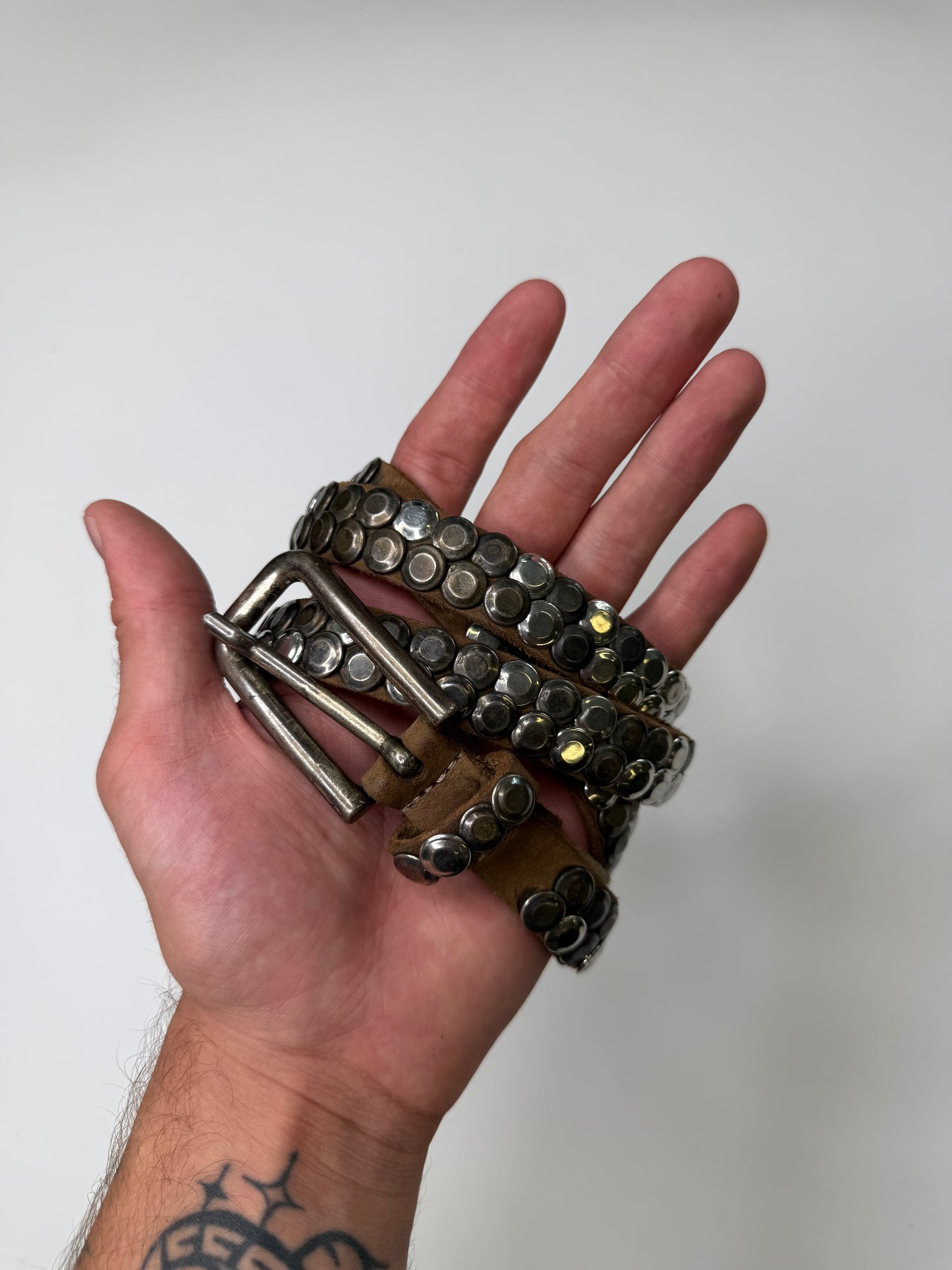 ALLOVER STUDDED LEATHER BELT  (S)