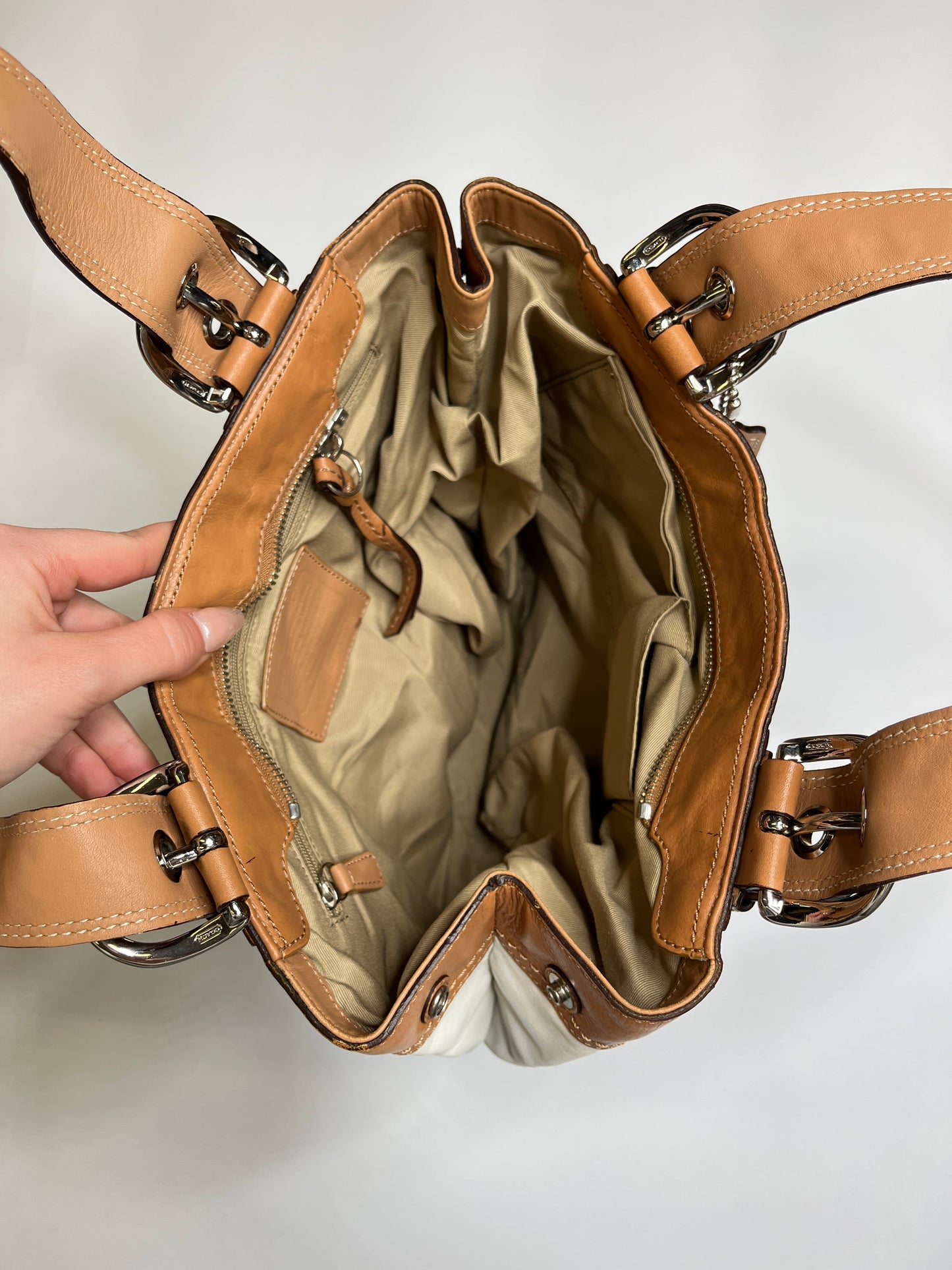 GENUINE LEATHER WHITE COACH PURSE