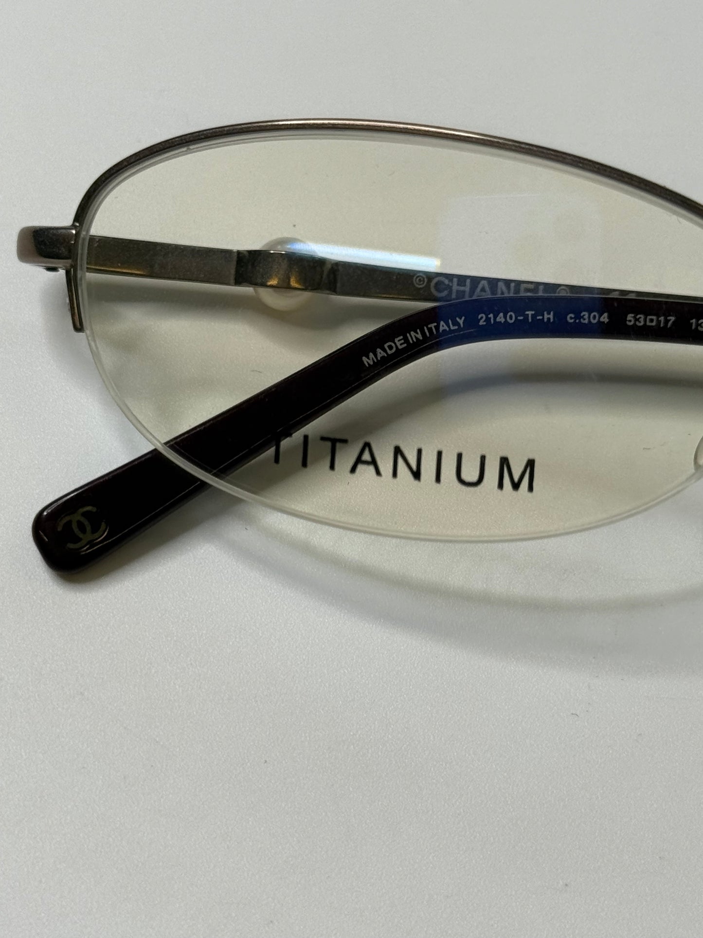 CHANEL VINTAGE TITANIUM PEARL RIMLESS OPTICAL FRAMES