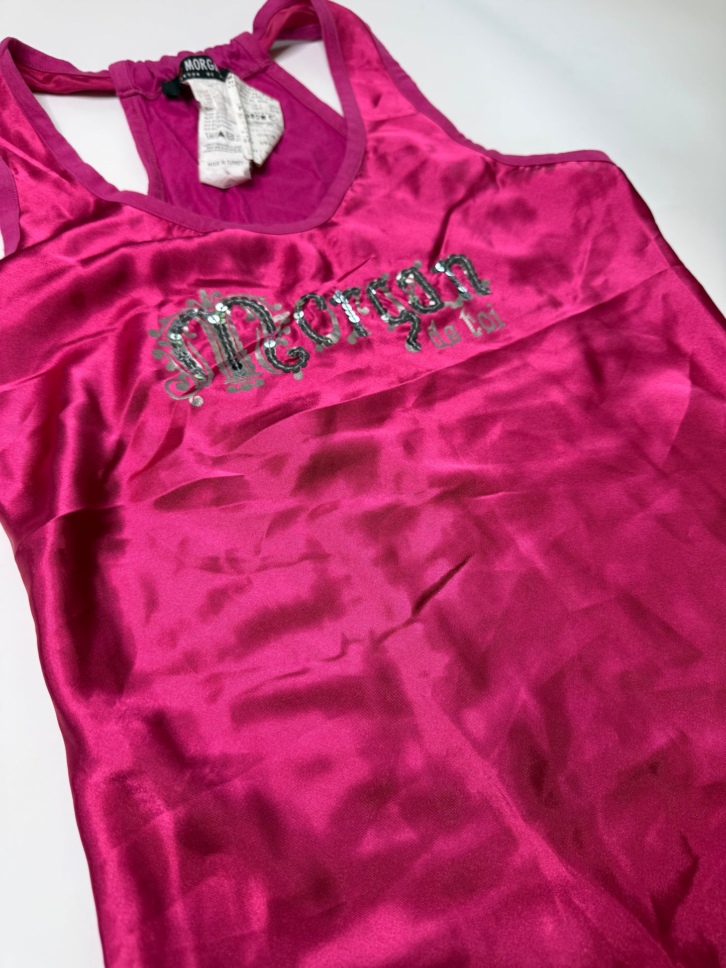 MORGAN DE TOI VINTAGE SATIN SEQUIN TANK TOP (M)