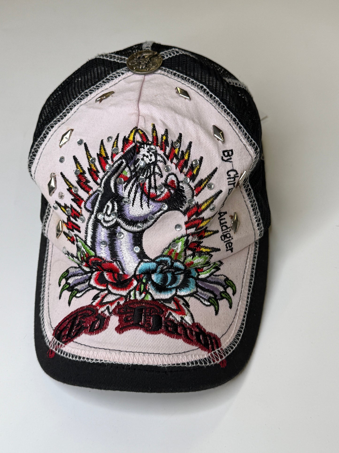 ED HARDY BY CHRISTIAN AUDIGIER VINTAGE RHINESTONE CAP