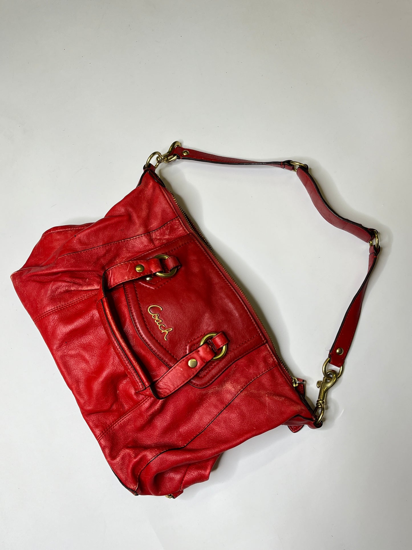 RED LEATHER COACH PURSE