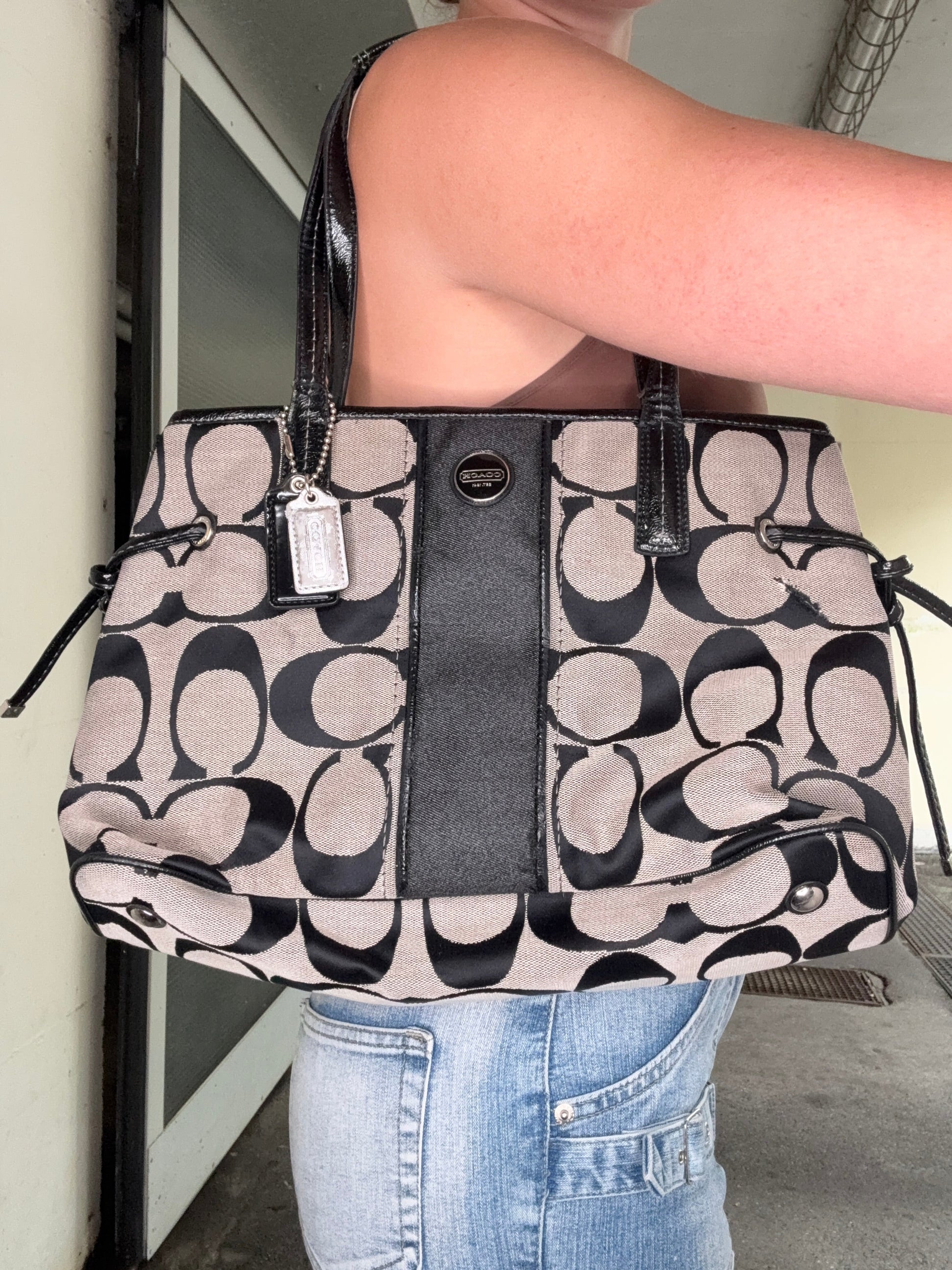 COACH VINTAGE SIGNATURE CANVAS TOTE BAG