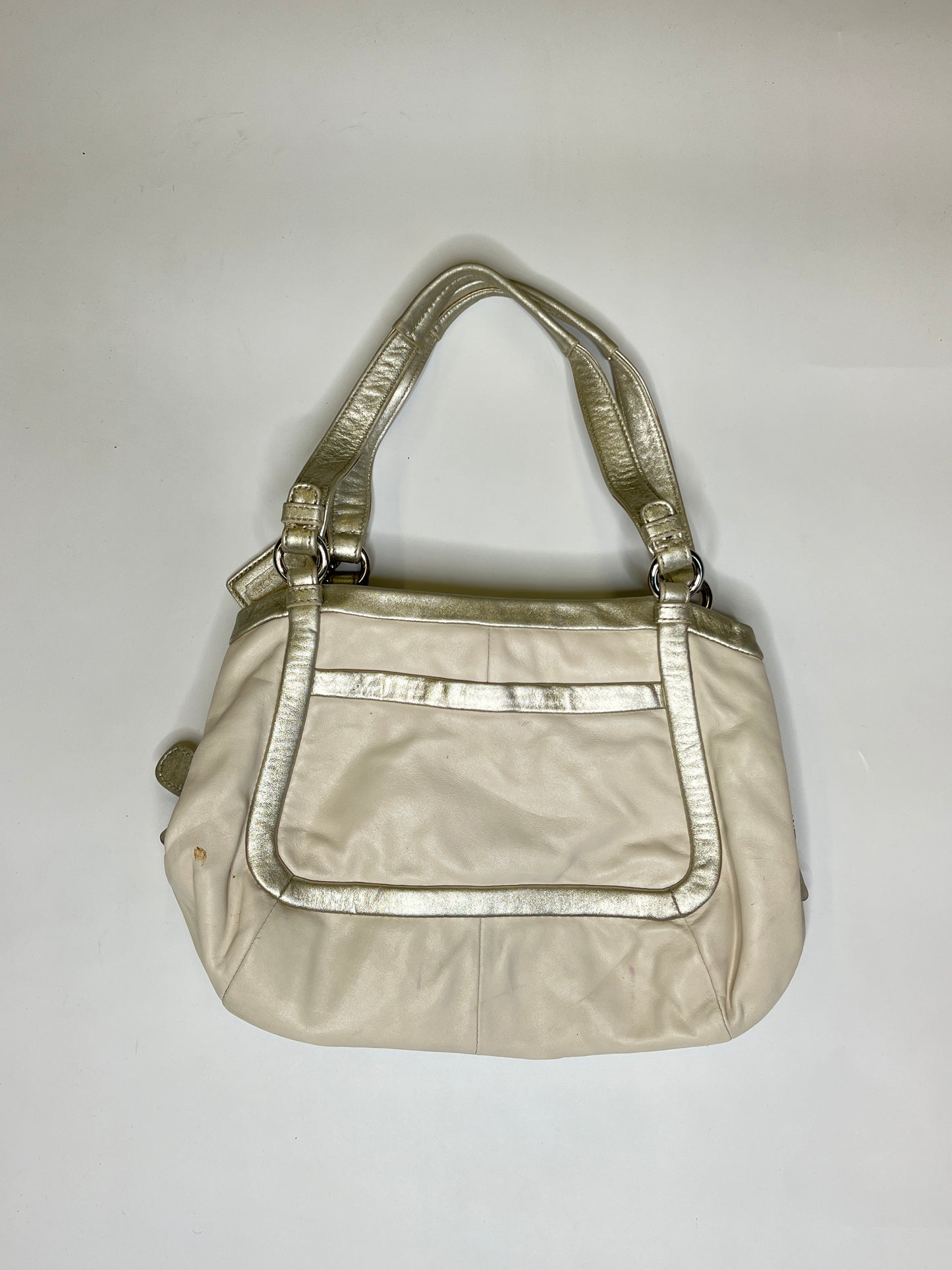 WHITE/SILVER LEATHER COACH PURSE