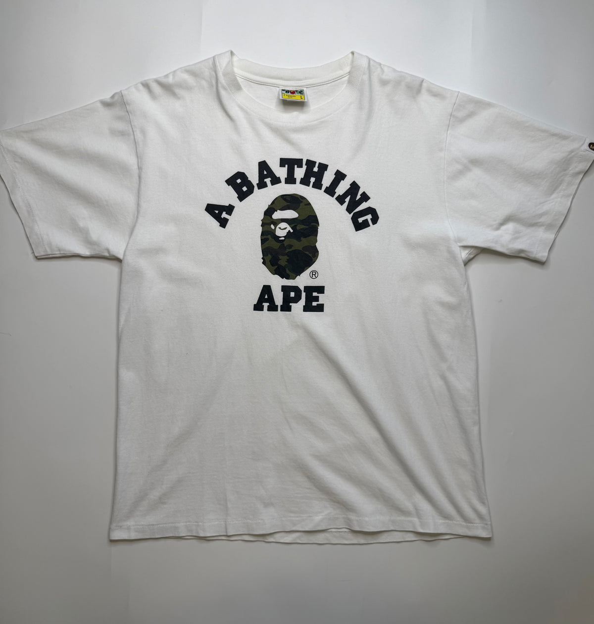 BAPE COLLEGE LOGO TEE – GREEN CAMO (L)