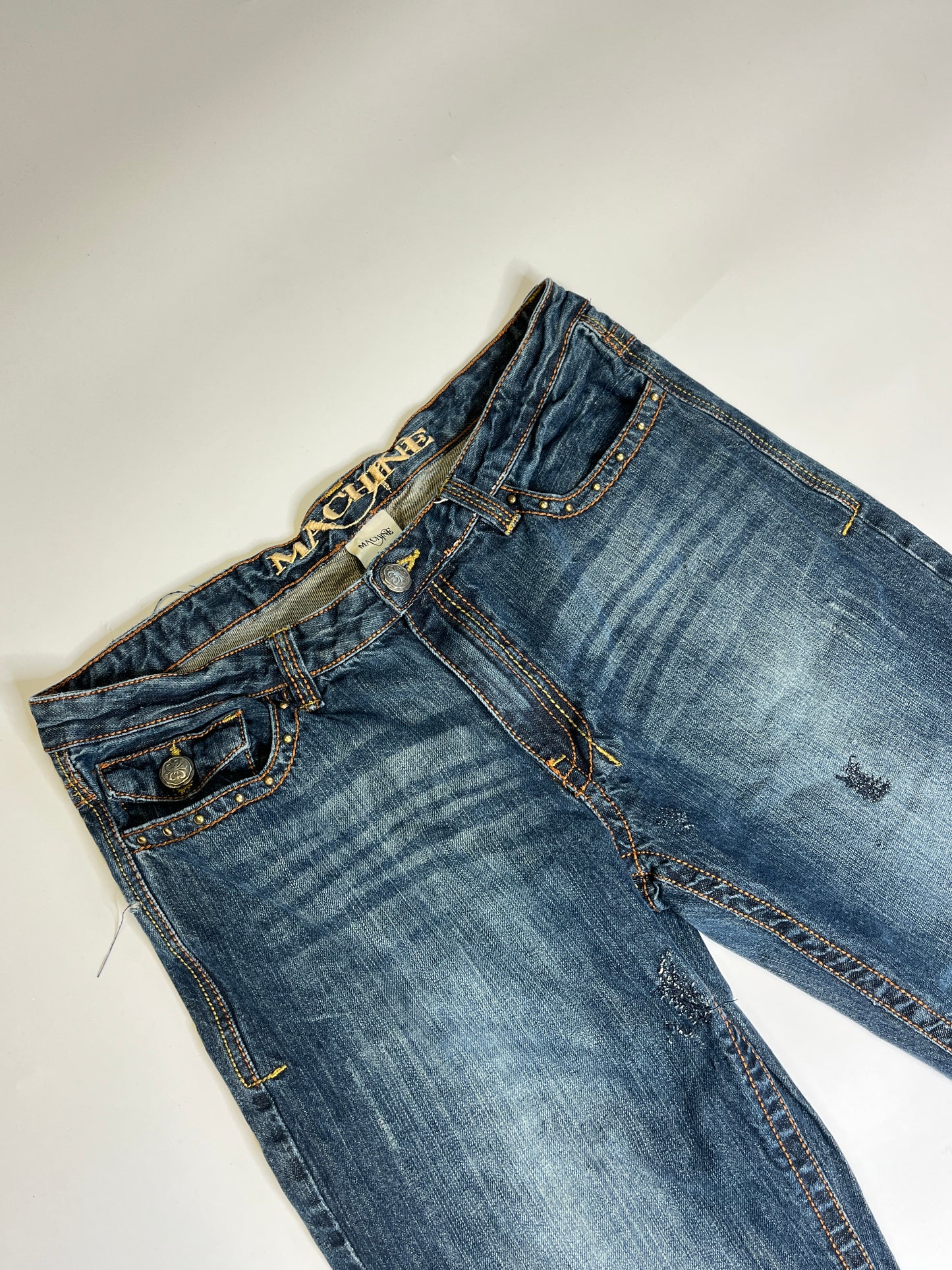 VINTAGE DISTRESSED MACHINE JEANS (34/32)