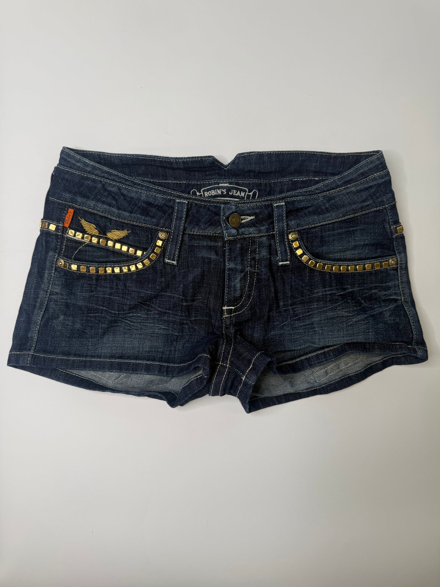 ROBIN'S JEAN VINTAGE STUDDED WINGS DENIM SHORTS