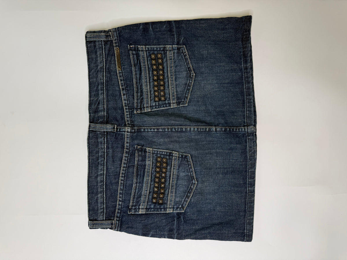 JUICY COUTURE VINTAGE STUDDED DENIM MINI SKIRT (27, S/M)