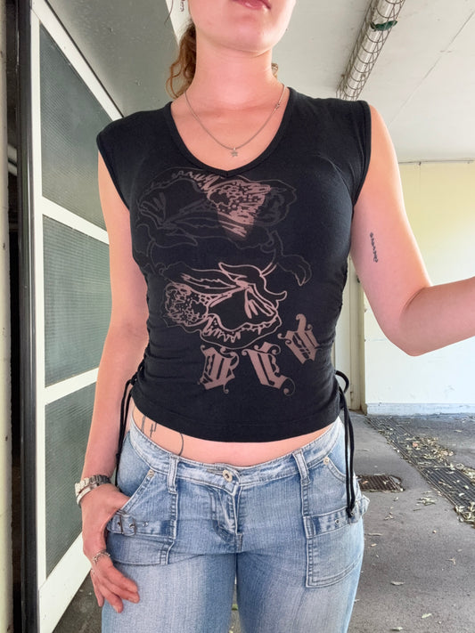 VINTAGE BLACK VERSACE SHEER TOP (M)