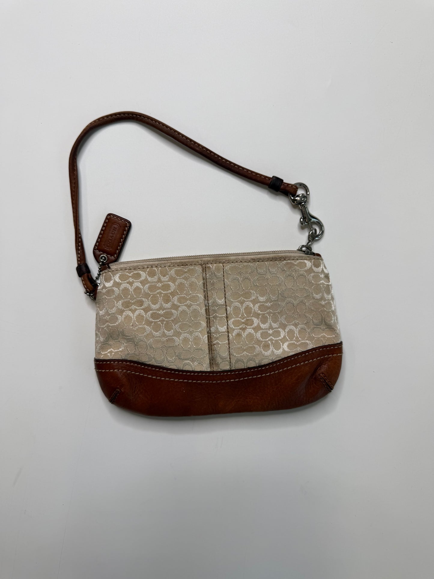 COACH VINTAGE SIGNATURE CANVAS WRISTLET POUCH