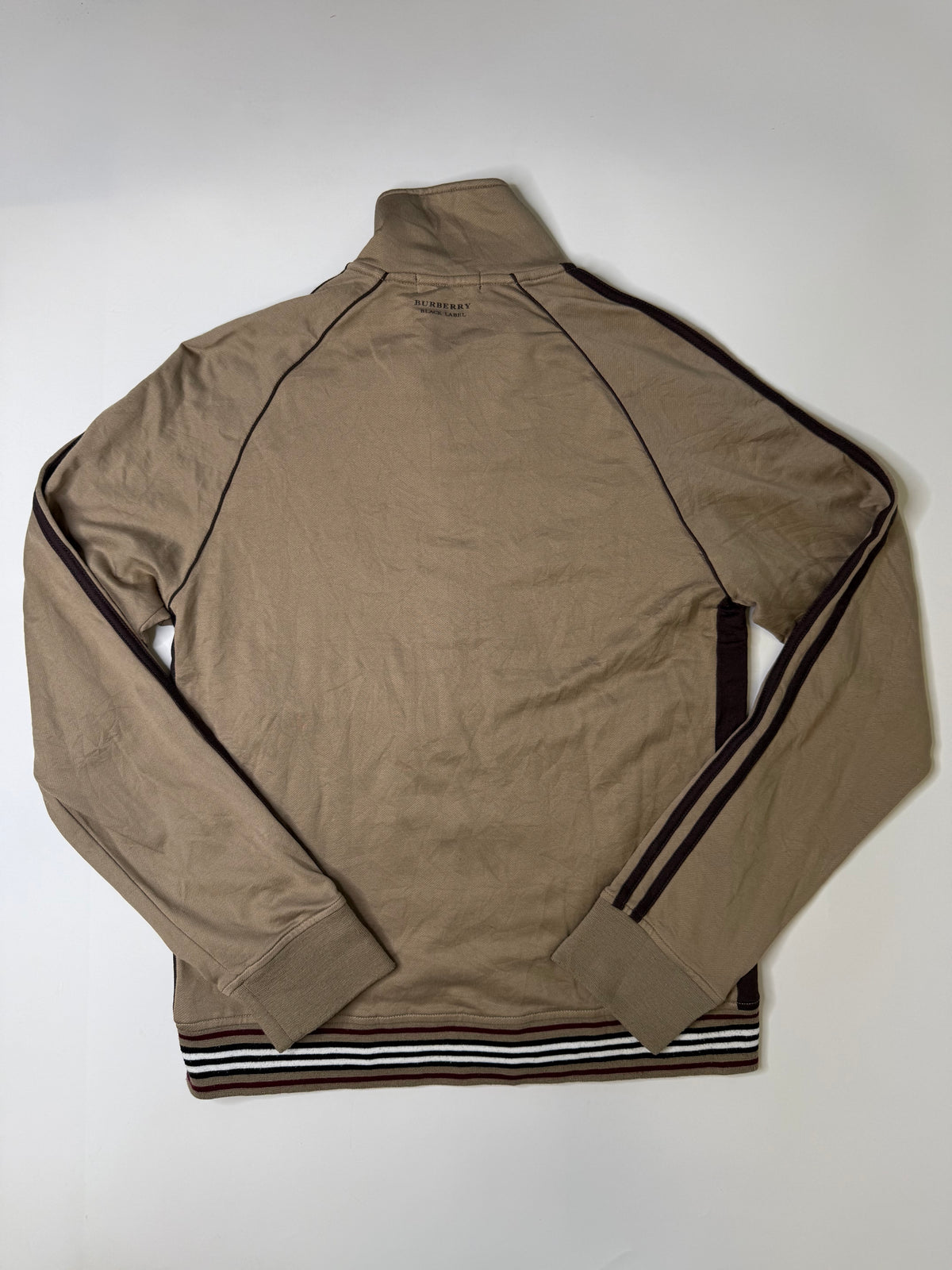 BURBERRY BLACK LABEL LONDON STRIPED-HEM TRACK JACKET KHAKI (M)