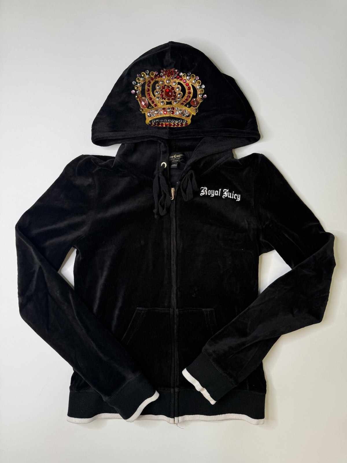 JUICY COUTURE BLACK LABEL "ROYAL JUICY" CROWN HOODIE BLACK (XS)