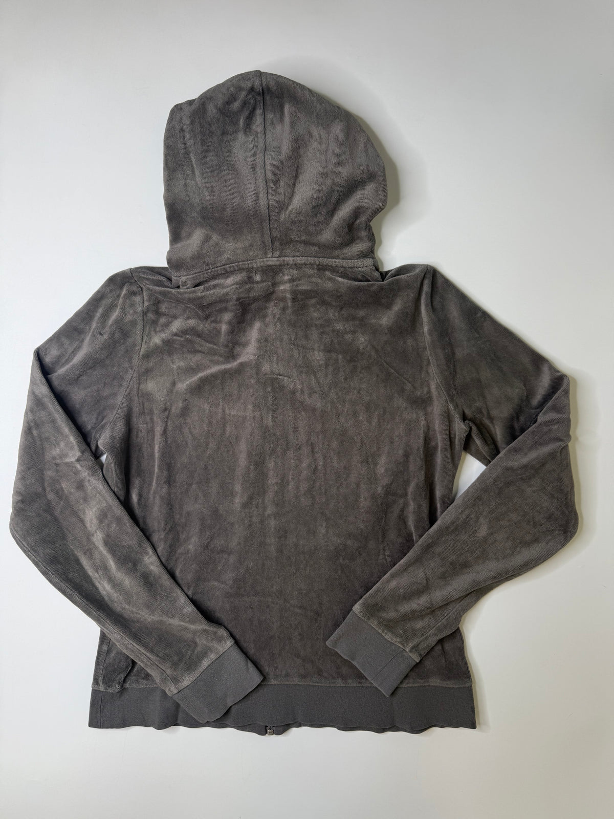 BURBERRY VELOUR ZIP HOODIE GREY (M)