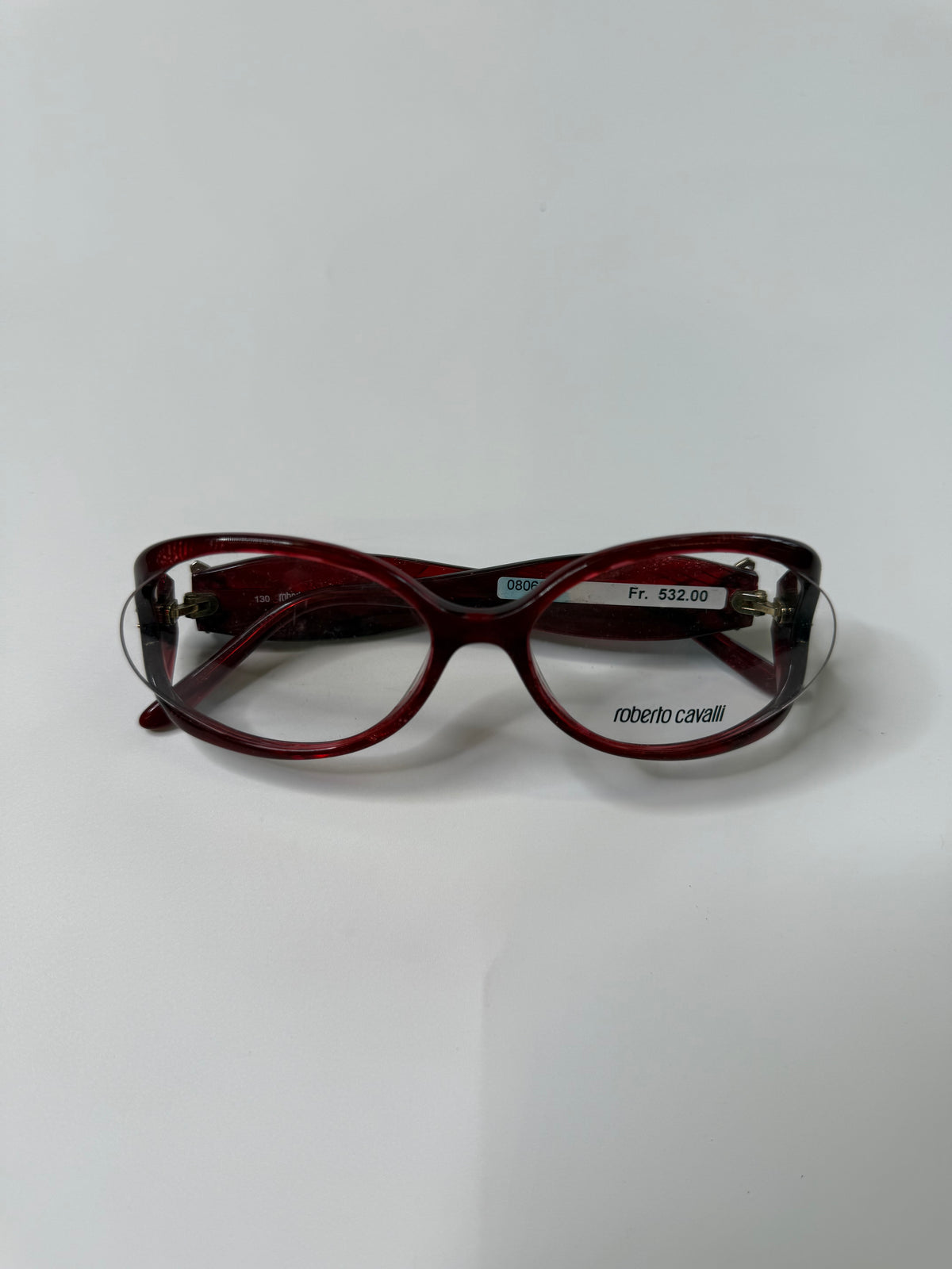 ROBERTO CAVALLI VINTAGE CRYSTAL EMBELLISHED BURGUNDY OPTICAL FRAMES