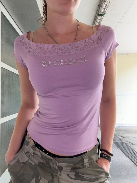 VINTAGE BEBE LACE SHIRT (M)