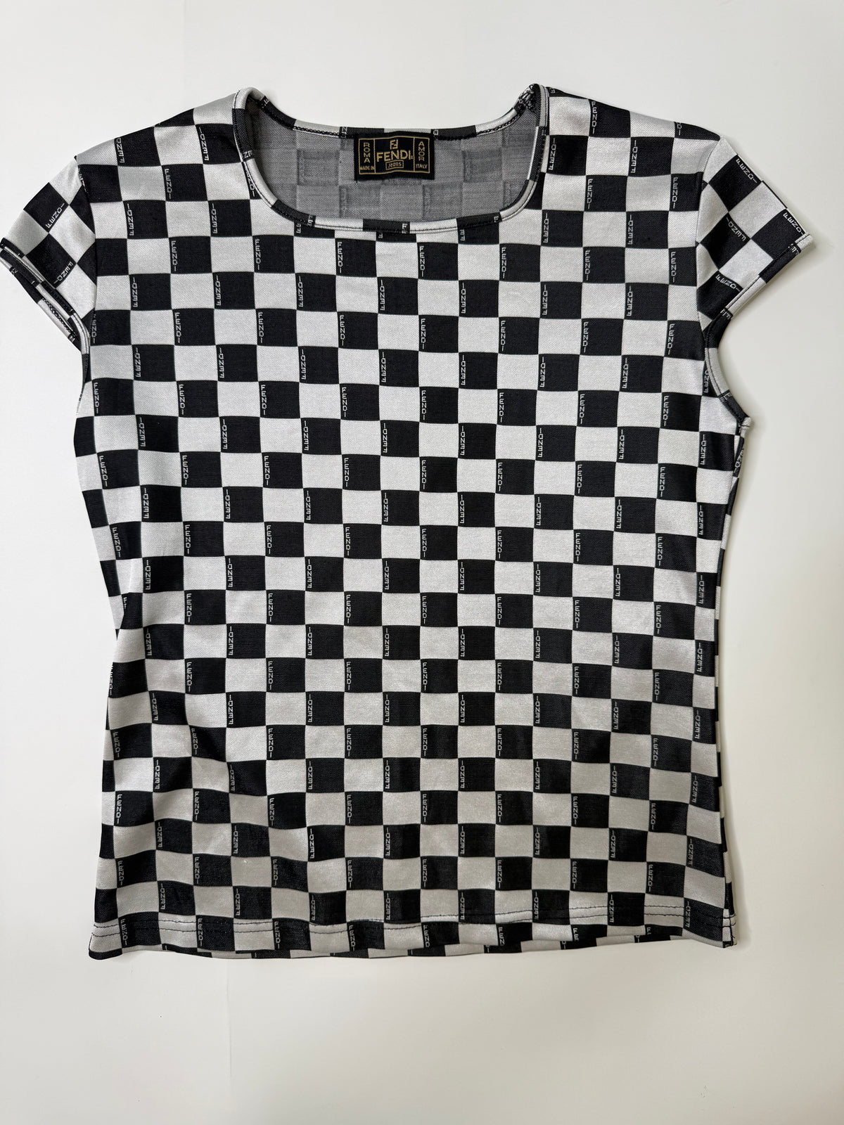 FENDI VINTAGE ZUCCA CHECKERBOARD LOGO TOP (M-L)