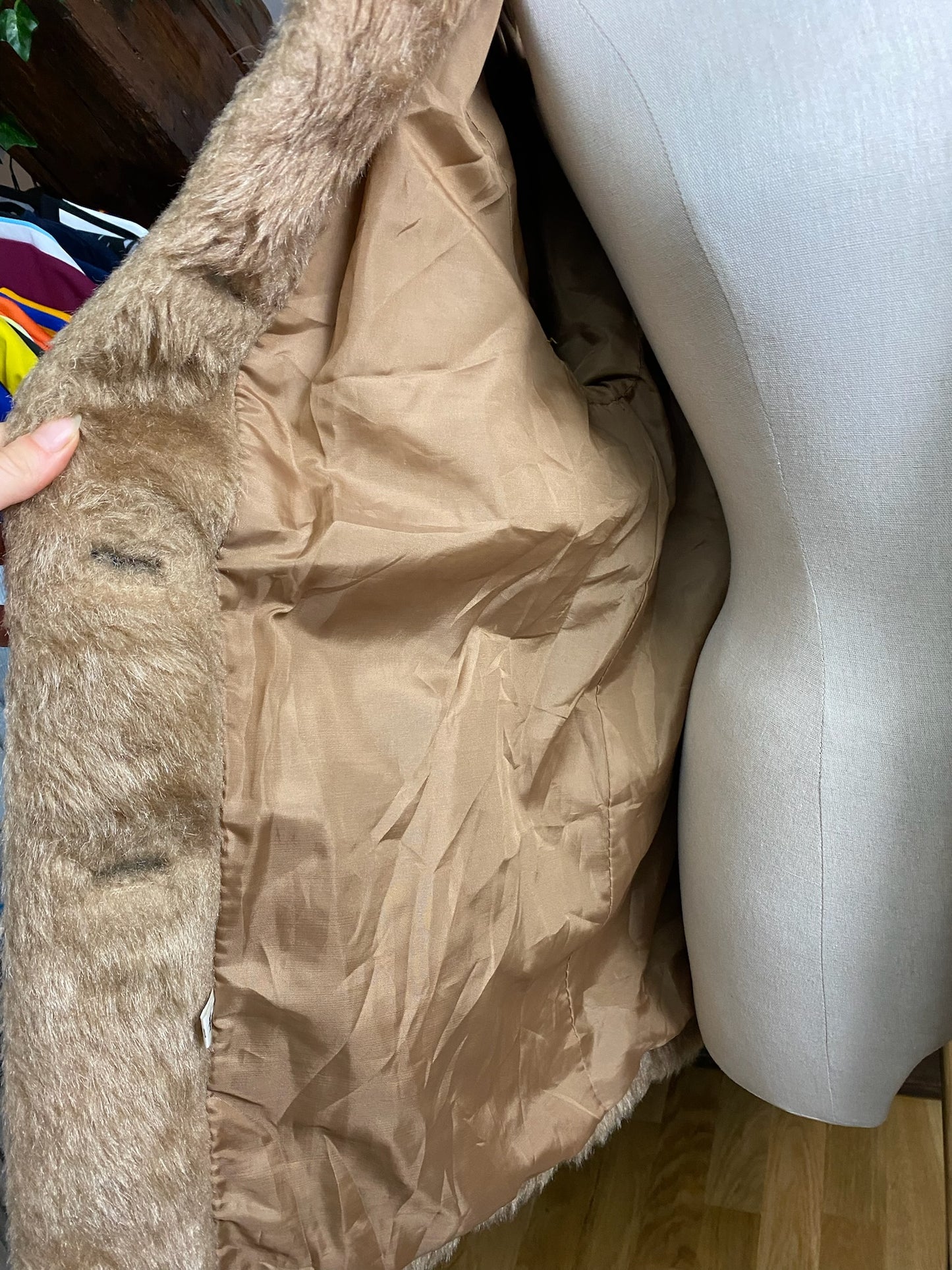 FAUX FUR COAT LIGHT BROWN (M)