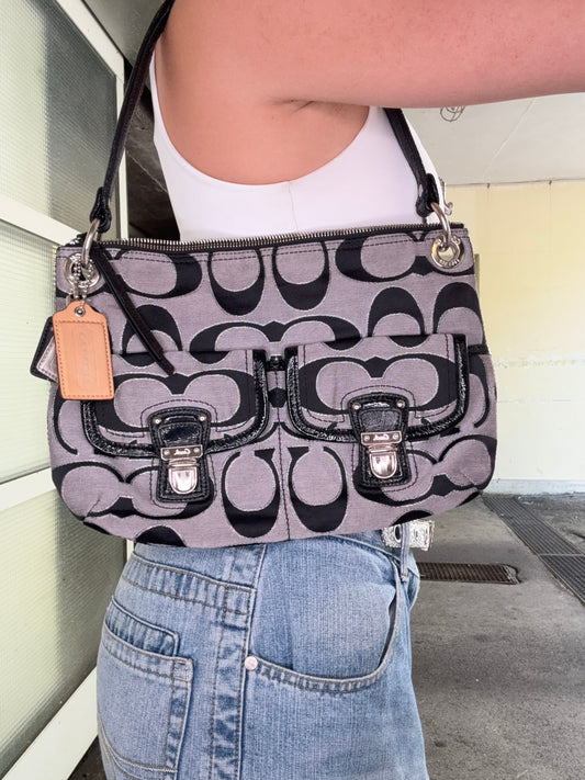 COACH POPPY SIGNATURE C DOUBLE POCKET HOBO BAG