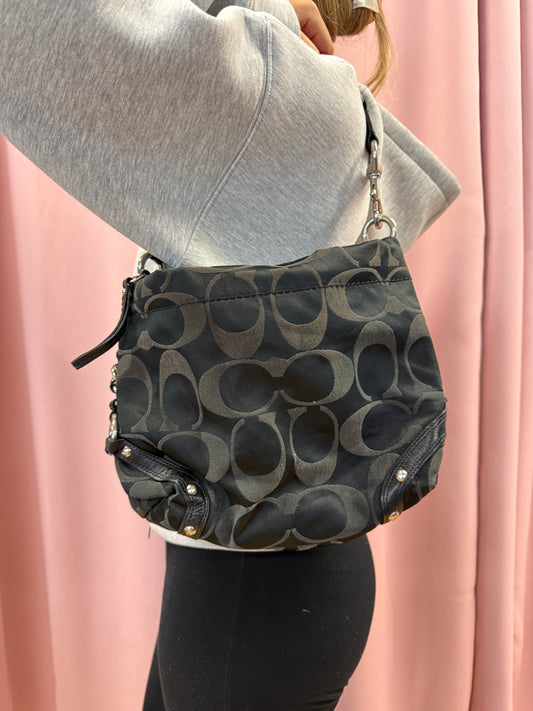 COACH BLACK LEATHER MONOGRAM PURSE