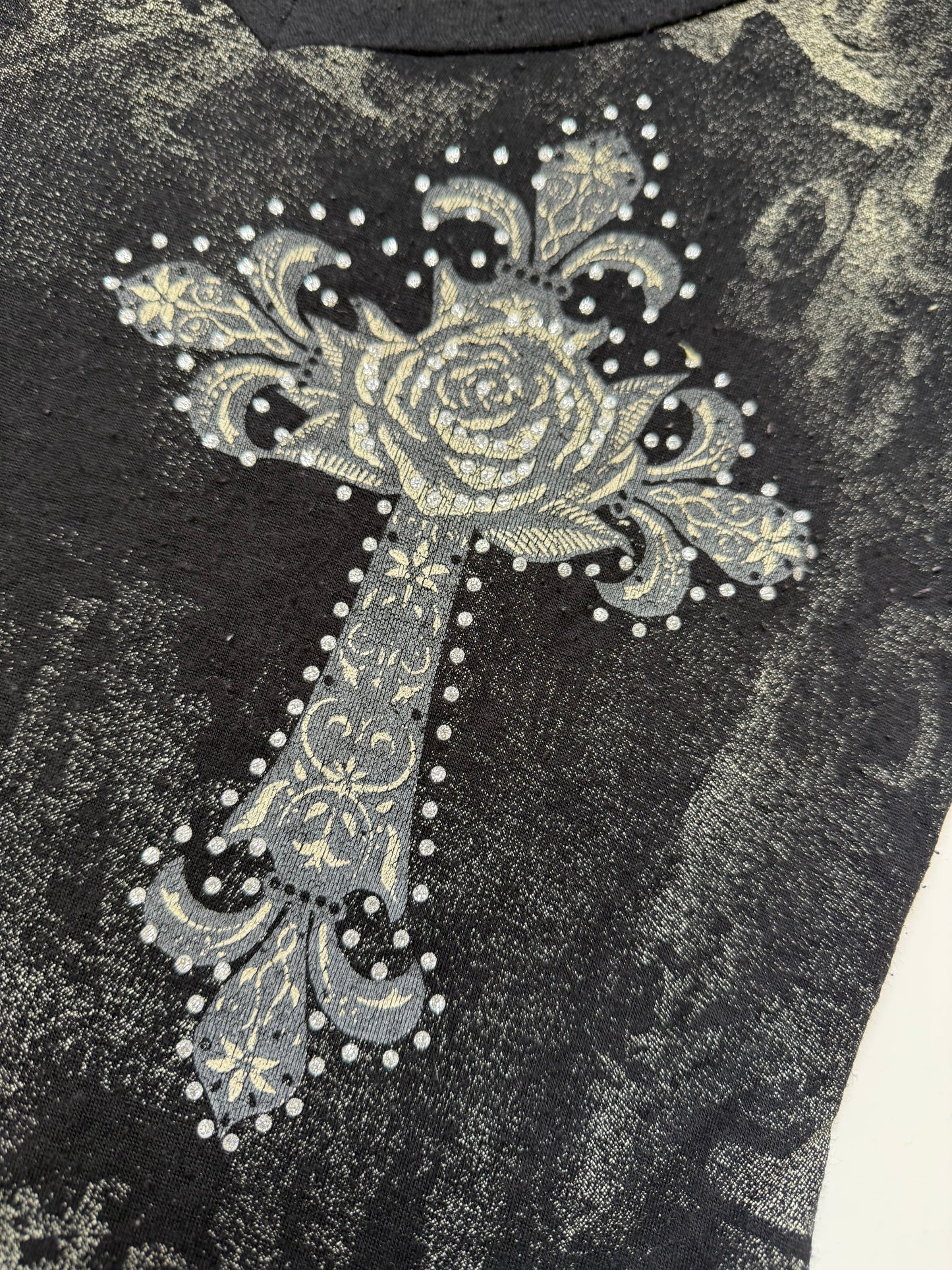 GOTHIC ANGEL WINGS ROSE BURNOUT TEE 2000s (M)