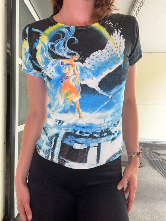 MISS SIXTY VINTAGE FANTASY ART GRAPHIC T-SHIRT NEW WITH TAG! (M-L)