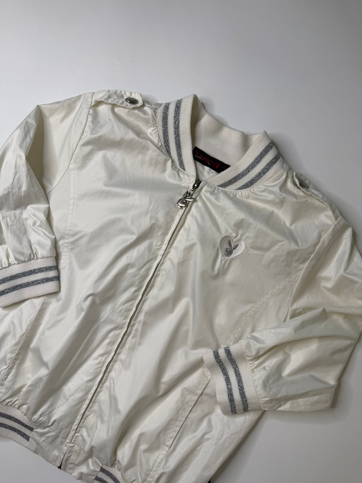 PLAYBOY GLITTER STRIPE BOMBER JACKET (S)
