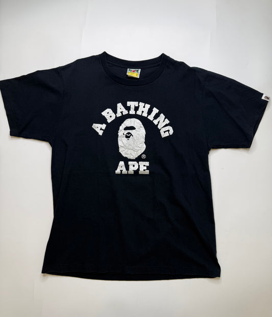 BAPE SPORT COLLEGE LOGO TEE – SILVER GLITTER (M)
