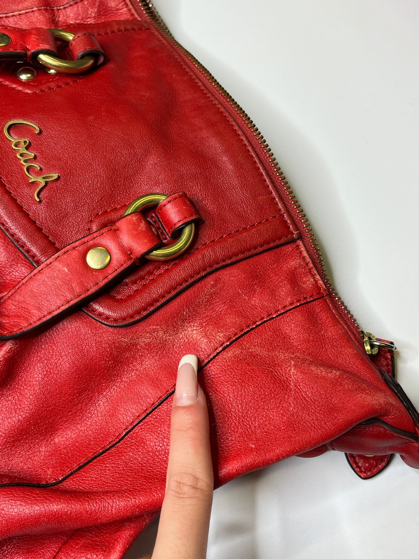 RED LEATHER COACH PURSE