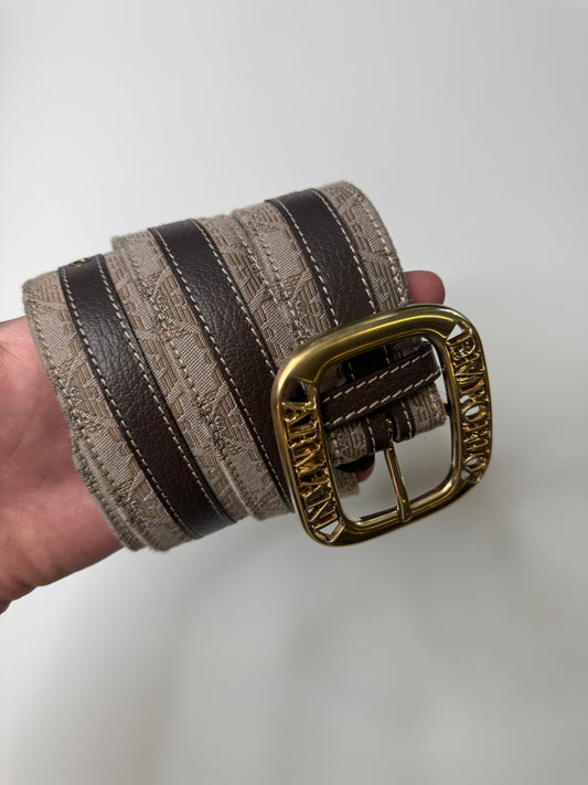EMPORIO ARMANI VINTAGE MONOGRAM LEATHER BELT