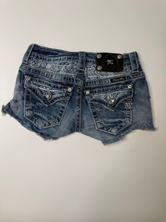MISS ME VINTAGE AZTEC PRINT DENIM SHORTS