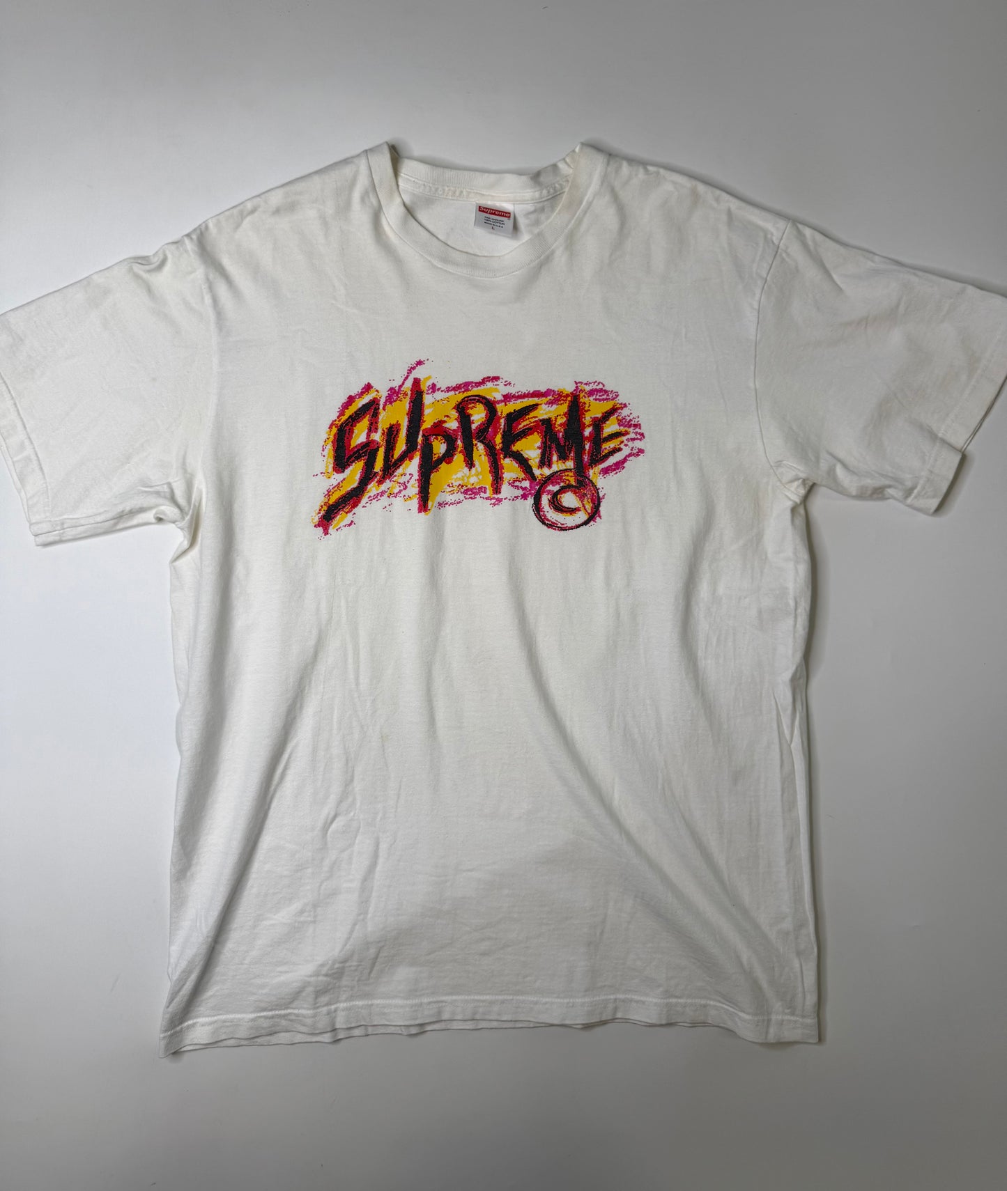 SUPREME GRAFFITI SPLASH LOGO TEE WHITE (L)