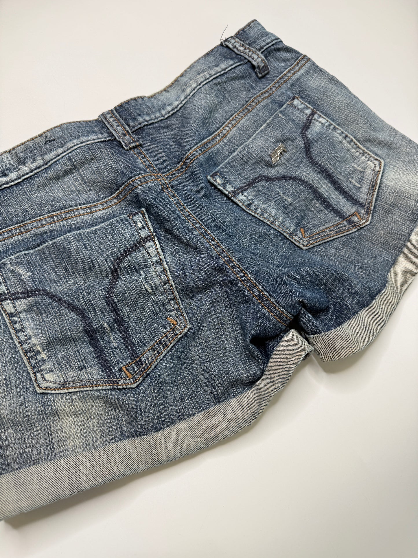 MISS SIXTY VINTAGE DISTRESSED DENIM SHORTS (M)