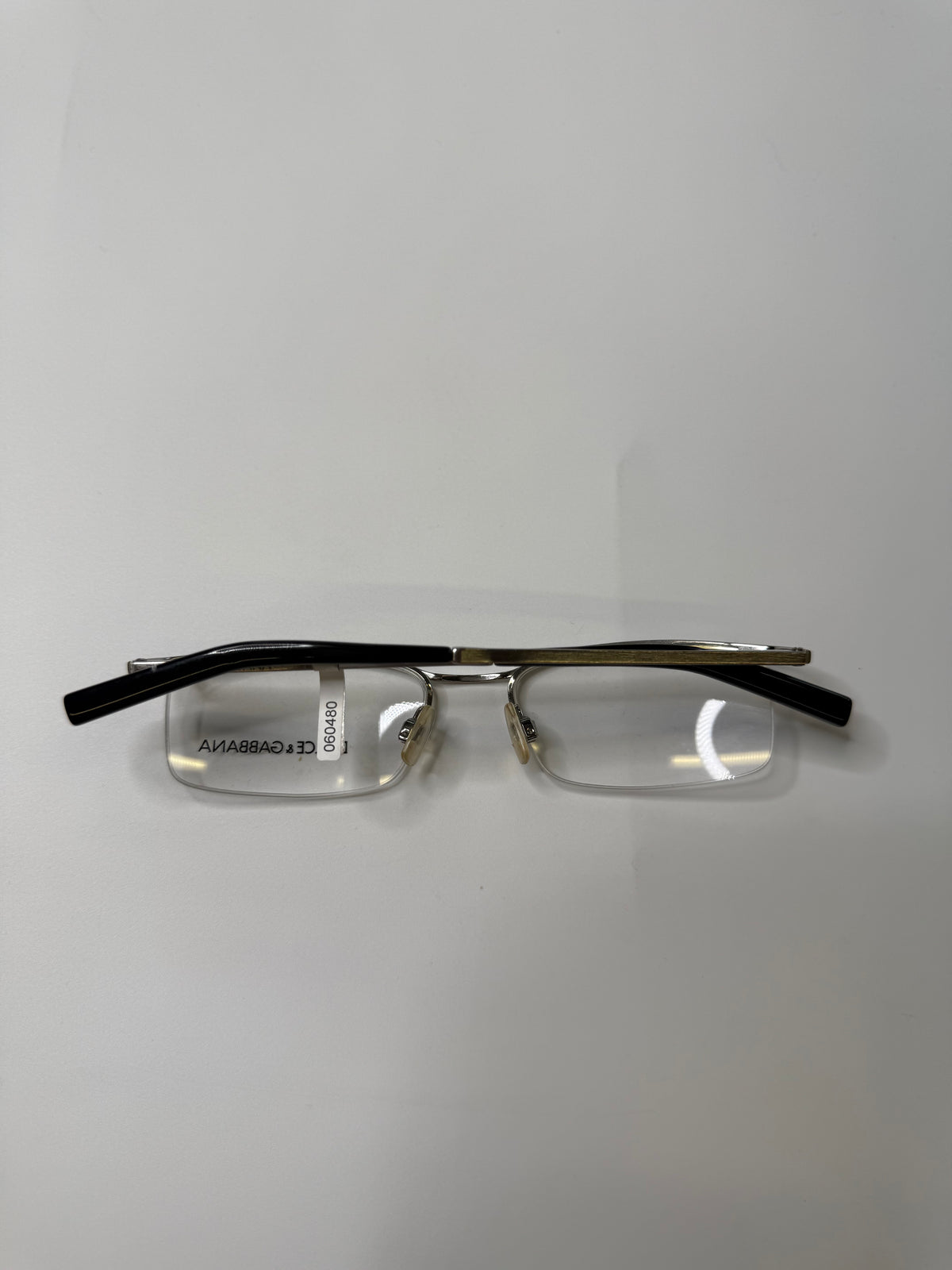 DOLCE & GABBANA VINTAGE SILVER SEMI-RIMLESS EYEGLASSES
