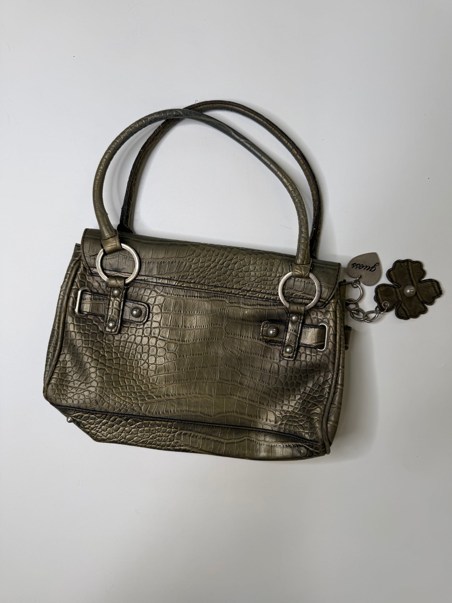 GUESS CROC EMBOSSED BAG (PEWTER)