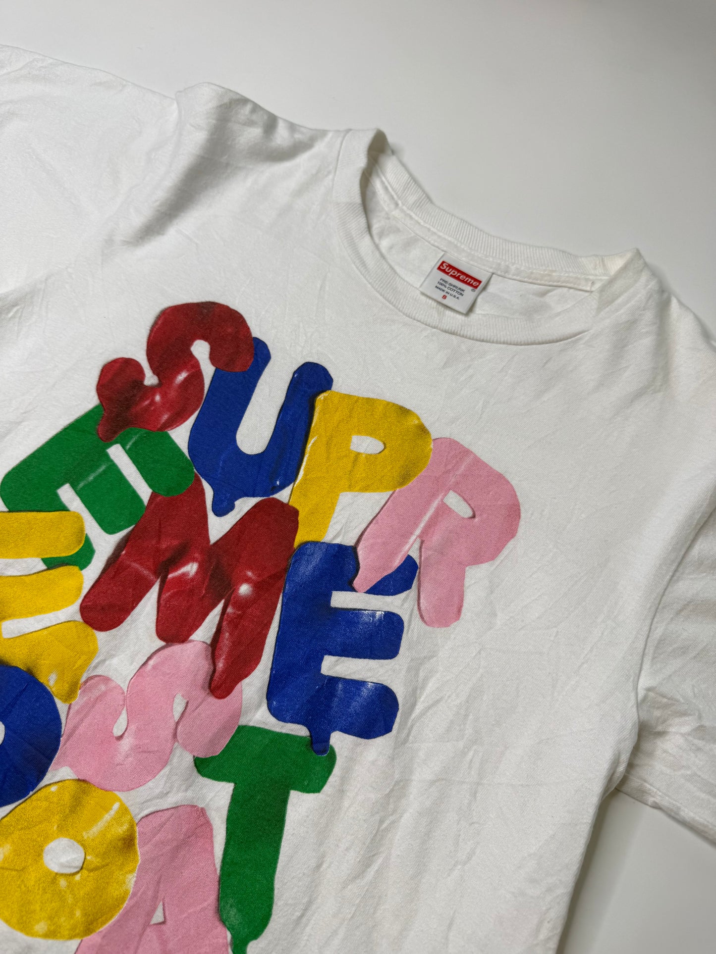 SUPREME BUBBLE LETTERS TEE WHITE (S)