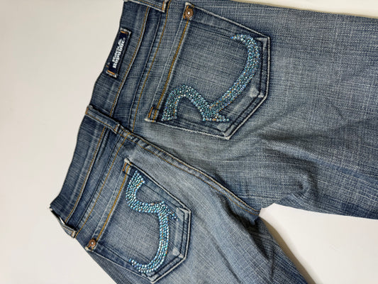ROCK & REPUBLIC RHINESTONE JEANS – MEDIUM WASH (23, ~xs)