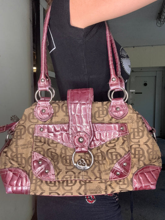 GENNA DE ROSSI MONOGRAM BAG – BROWN BURGUNDY