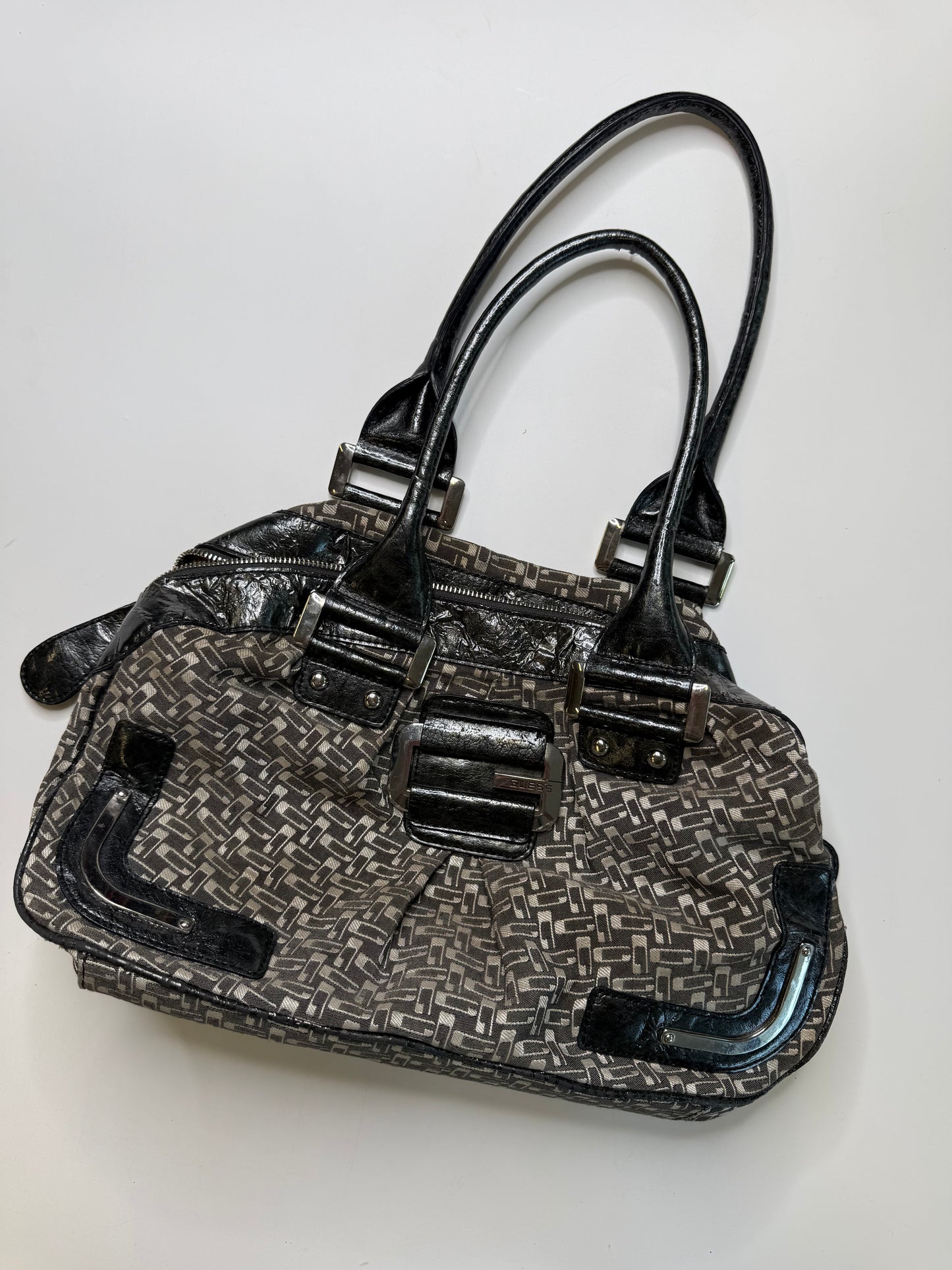 GUESS VINTAGE MONOGRAM CANVAS TOTE BAG