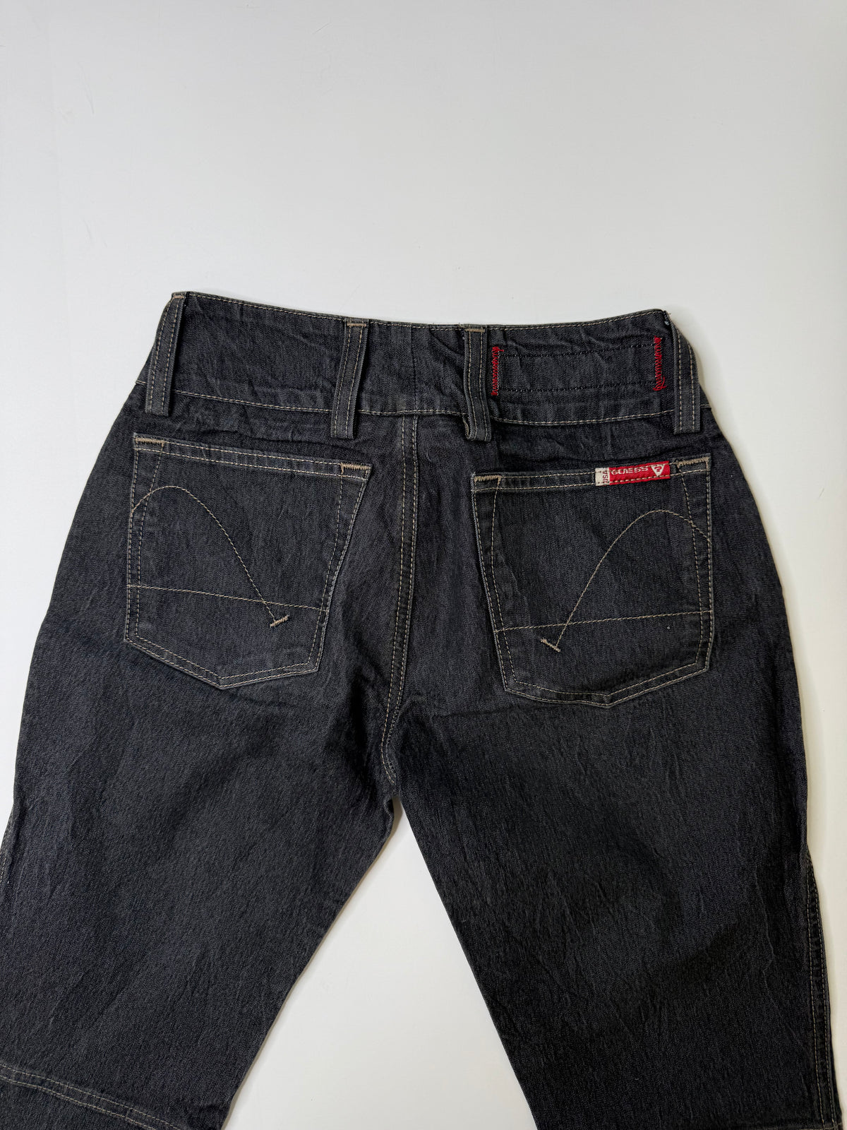 VINTAGE GUESS MID RISE STRETCH DENIM FLARED JEANS BLACK (24)