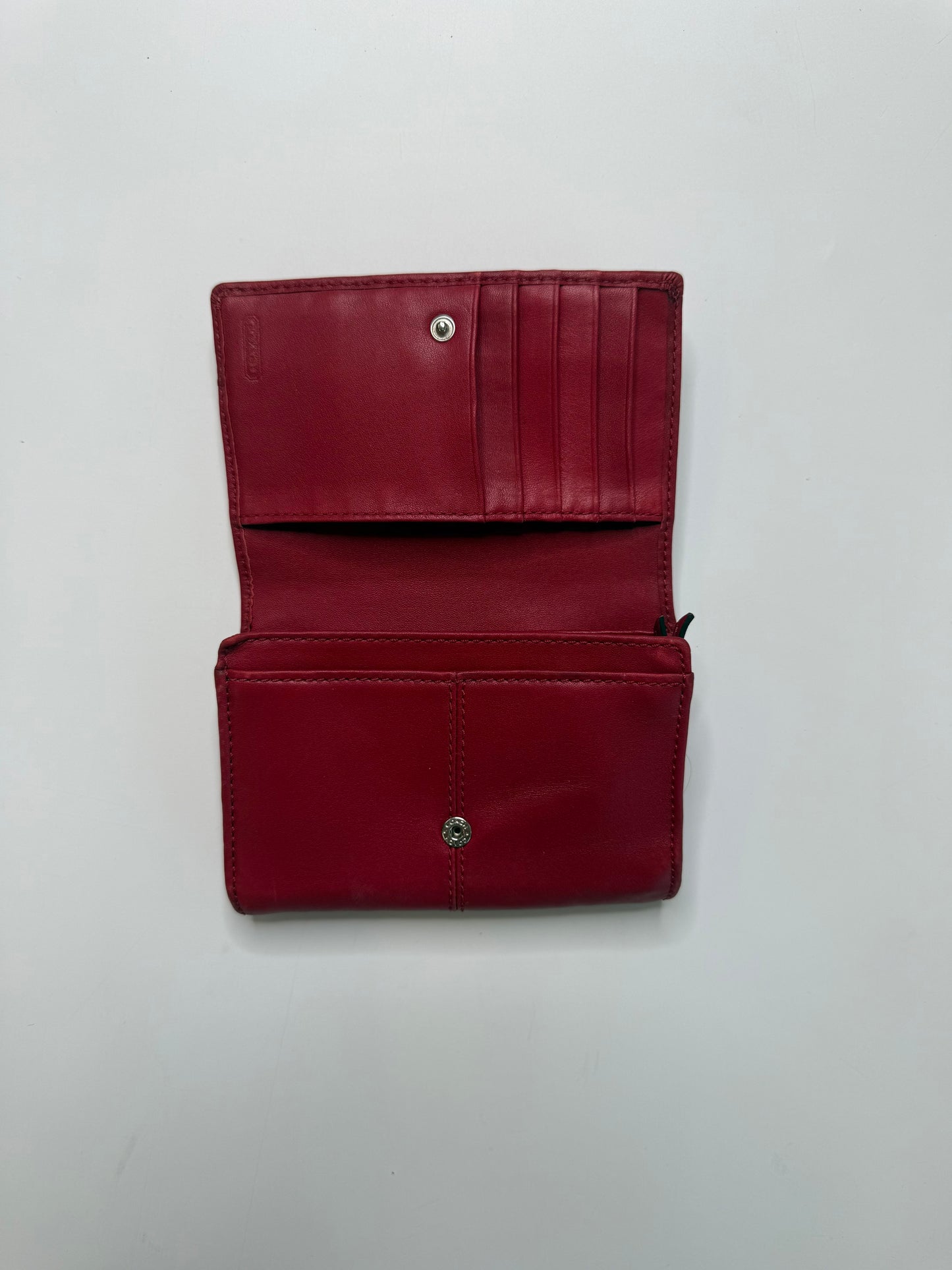 COACH VINTAGE RED LEATHER TRIFOLD WALLET