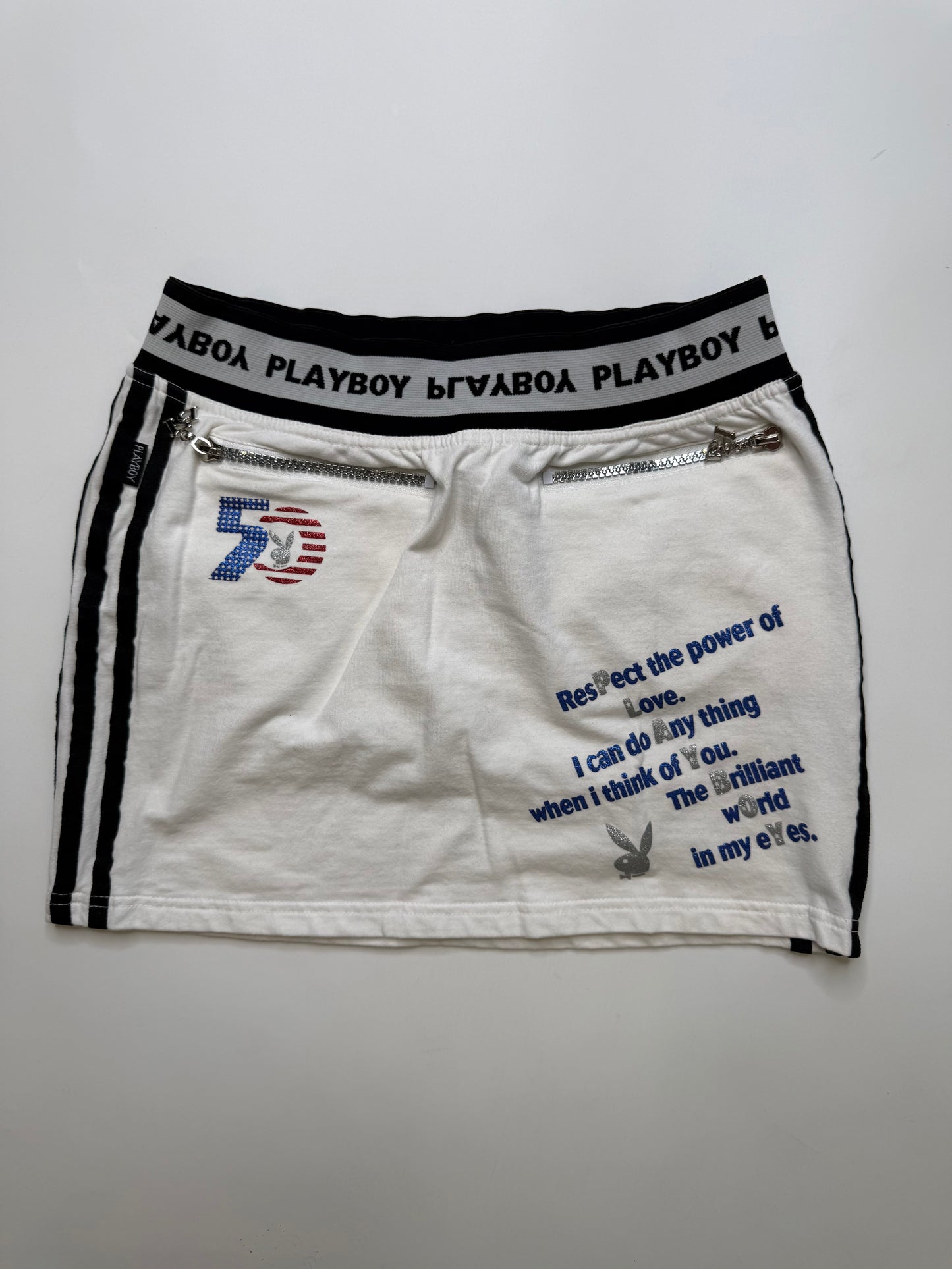 PLAYBOY SKIRT – WHITE BLACK STRIPE (M)
