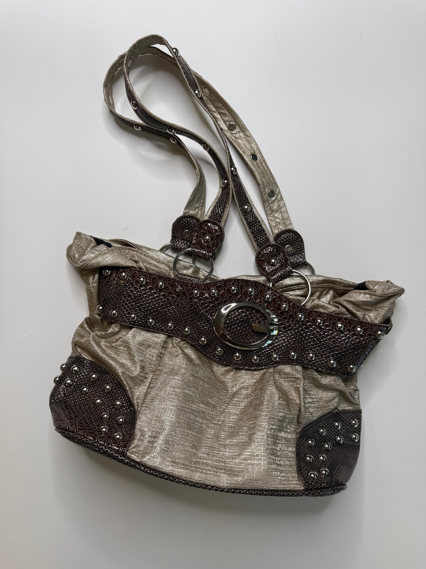 GUSSACCI VINTAGE STUDDED SHOULDER BAG
