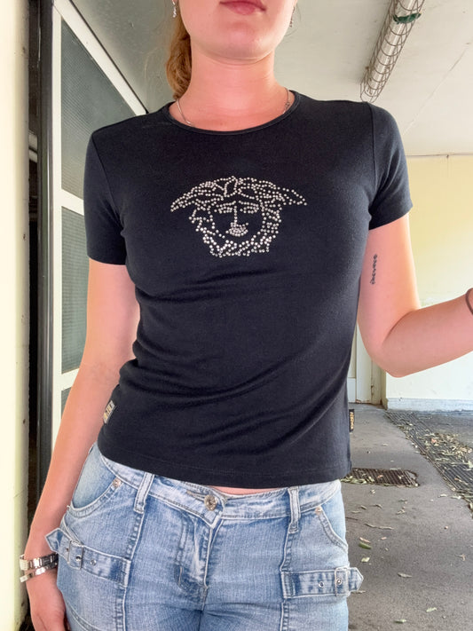 VINTAGE VERSACE RHINESTONE SHIRT (M)