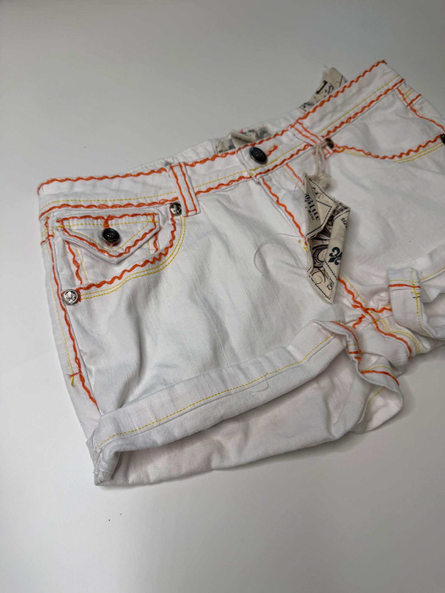 RAW BLUE VINTAGE ROYALTY EMBROIDERED DENIM SHORTS