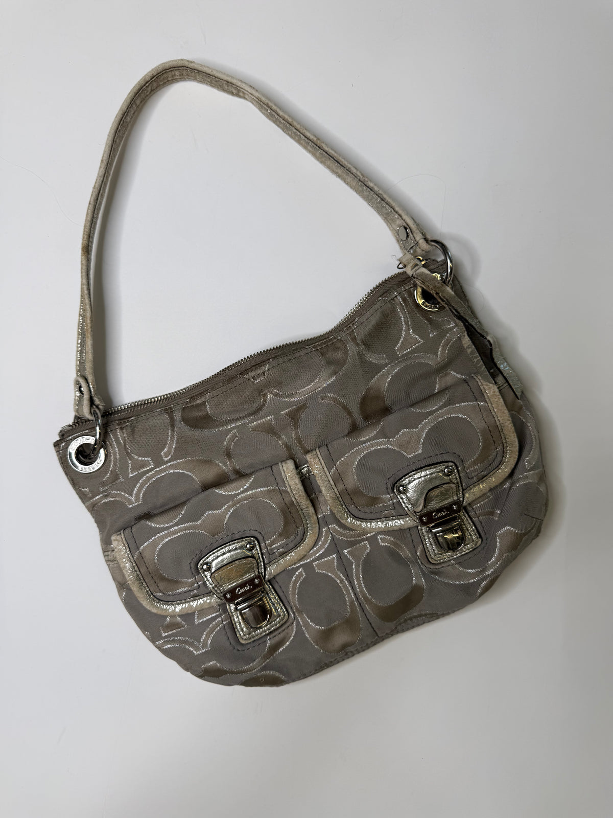 COACH SIGNATURE JACQUARD SHOULDER BAG (GREY)